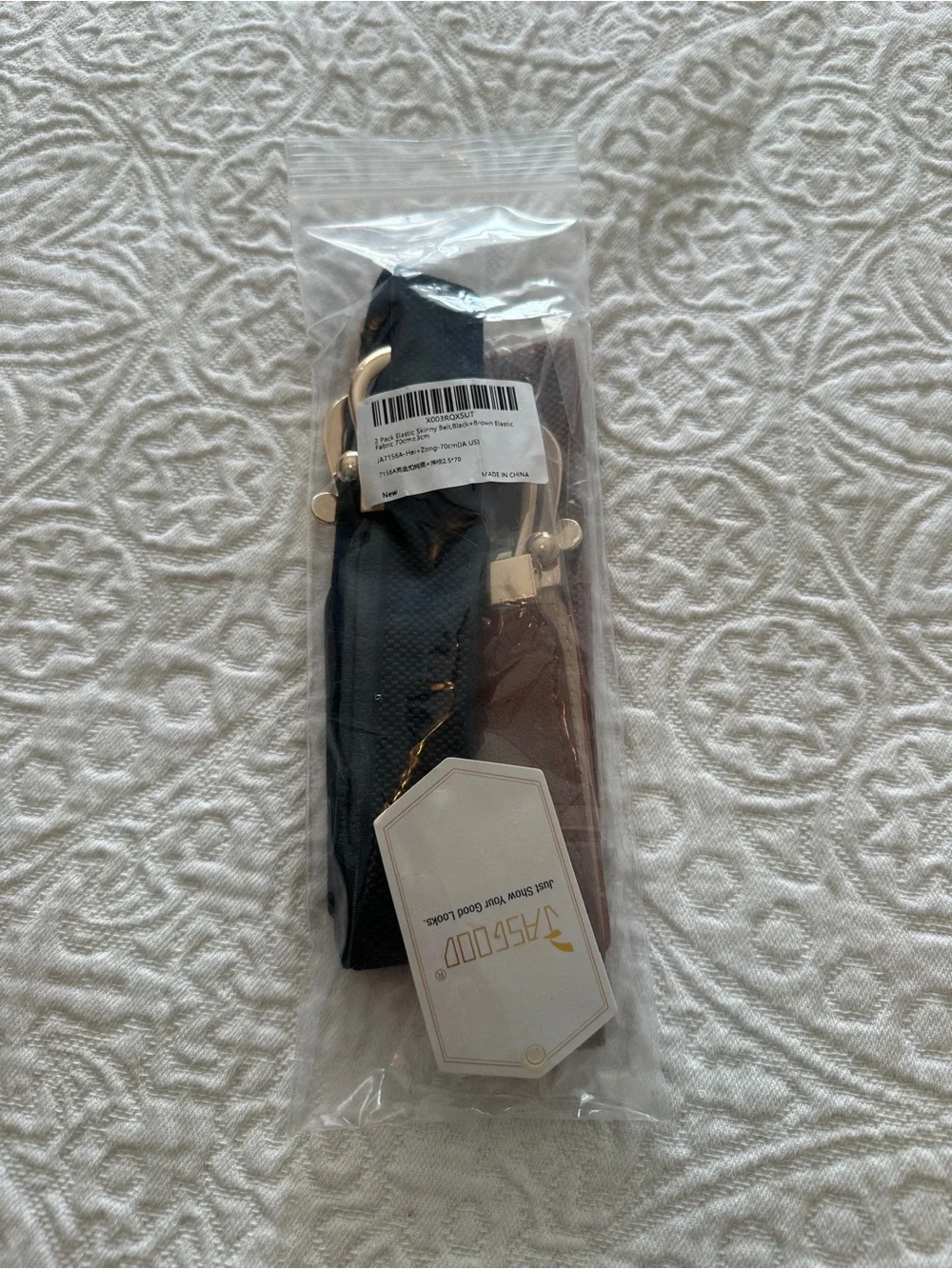 NWT - Stretchy Women’s Belt 1x Black + 1x Brown with Gold Hardware